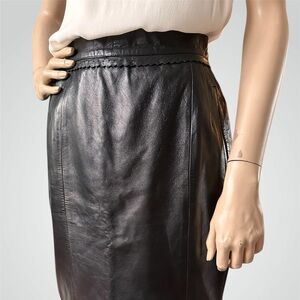 Mario Valentino Leather Pencil Skirt, waist 27”